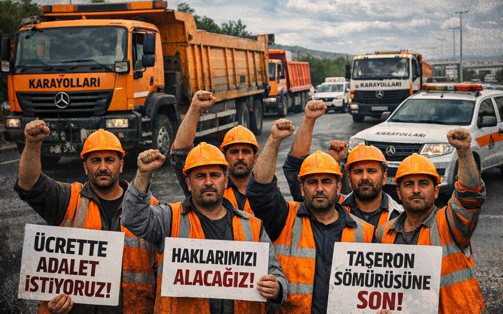 Afyon’da Karayolları Taşeron İşçileri Greve Çıktı